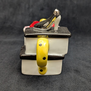 Jim Bailey Signed 1997 Miniature Figural Teapot (Fashion Theme) 👠👜💛