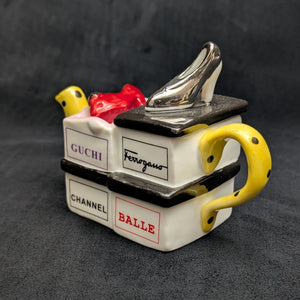 Jim Bailey Signed 1997 Miniature Figural Teapot (Fashion Theme) 👠👜💛