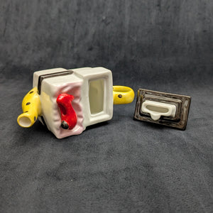 Jim Bailey Signed 1997 Miniature Figural Teapot (Fashion Theme) 👠👜💛