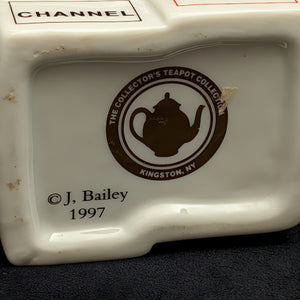 Jim Bailey Signed 1997 Miniature Figural Teapot (Fashion Theme) 👠👜💛