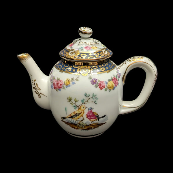 Miniature V&A Museum "Tournay" Teapot (Franklin Mint) 🇧🇪⚜️🐦