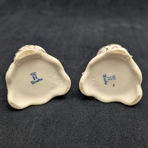 Paar Miniatur-Kerzenhalter aus Porzellan im Dresdner Stil (rosa Rosen &amp; Goldverzierungen) 🌹🕯️🇩🇪