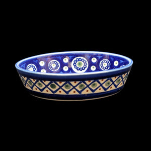 Small Oval Polish Pottery Dish/Baker (Bolesławiec, Traditional Peacock Eye) 🇵🇱🍽️💙
