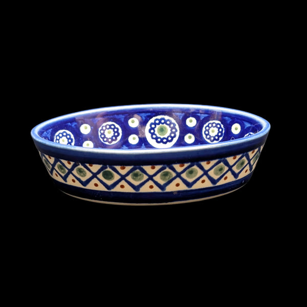 Small Oval Polish Pottery Dish/Baker (Bolesławiec, Traditional Peacock Eye) 🇵🇱🍽️💙