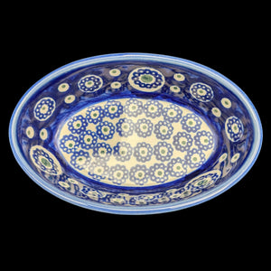 Small Oval Polish Pottery Dish/Baker (Bolesławiec, Traditional Peacock Eye) 🇵🇱🍽️💙