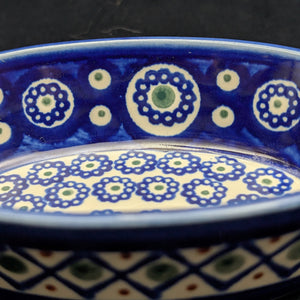 Small Oval Polish Pottery Dish/Baker (Bolesławiec, Traditional Peacock Eye) 🇵🇱🍽️💙