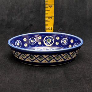 Small Oval Polish Pottery Dish/Baker (Bolesławiec, Traditional Peacock Eye) 🇵🇱🍽️💙