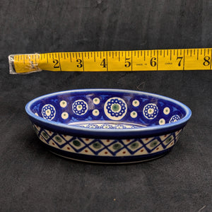 Small Oval Polish Pottery Dish/Baker (Bolesławiec, Traditional Peacock Eye) 🇵🇱🍽️💙