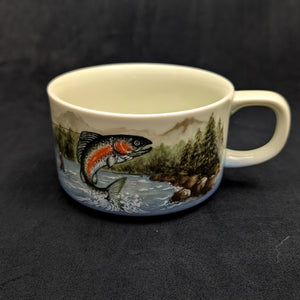 Vintage Otagiri Rainbow Trout Soup Mug (Fishing Theme, Made in Japan) 🎣🌲🇯🇵