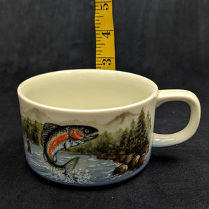 Vintage Otagiri Rainbow Trout Soup Mug (Fishing Theme, Made in Japan) 🎣🌲🇯🇵
