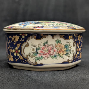 Achteckige Schmuckdose aus Porzellan (Pfauen-Imari-Stil) 💙🦚🌸