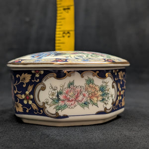 Achteckige Schmuckdose aus Porzellan (Pfauen-Imari-Stil) 💙🦚🌸