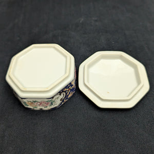 Achteckige Schmuckdose aus Porzellan (Pfauen-Imari-Stil) 💙🦚🌸