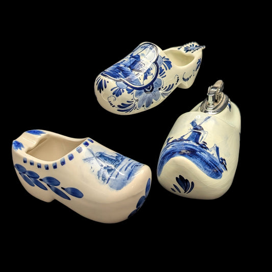 Vintage Delft Blue Figural Clog Accessories Set (Regina, Holland) 🇳🇱🔥⛵