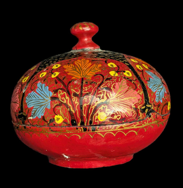 Vintage Hand-Painted Kashmiri Trinket Box (Papier-Mâché) 🇮🇳🌹✨