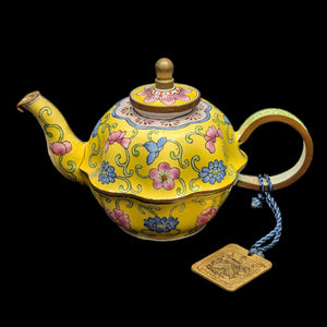 Miniature Hand-Painted Enamel Teapot (Limited Edition #114) 💛🌺✨