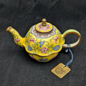 Miniature Hand-Painted Enamel Teapot (Limited Edition #114) 💛🌺✨