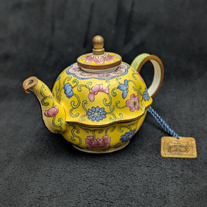 Miniature Hand-Painted Enamel Teapot (Limited Edition #114) 💛🌺✨