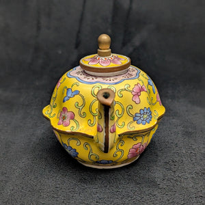 Miniature Hand-Painted Enamel Teapot (Limited Edition #114) 💛🌺✨