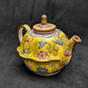 Miniature Hand-Painted Enamel Teapot (Limited Edition #114) 💛🌺✨