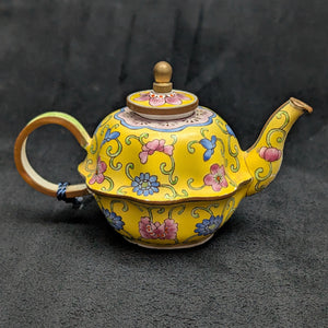 Miniature Hand-Painted Enamel Teapot (Limited Edition #114) 💛🌺✨