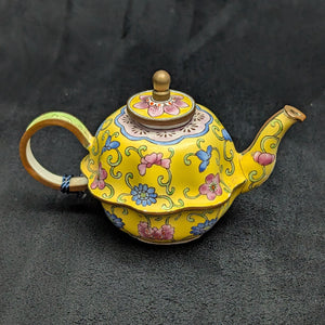 Miniature Hand-Painted Enamel Teapot (Limited Edition #114) 💛🌺✨