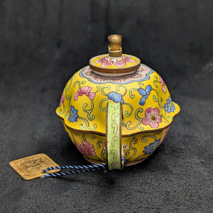 Miniature Hand-Painted Enamel Teapot (Limited Edition #114) 💛🌺✨