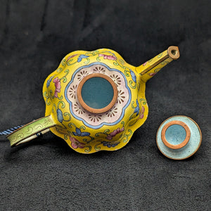 Miniature Hand-Painted Enamel Teapot (Limited Edition #114) 💛🌺✨