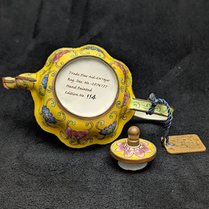Miniature Hand-Painted Enamel Teapot (Limited Edition #114) 💛🌺✨