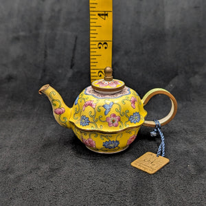 Miniature Hand-Painted Enamel Teapot (Limited Edition #114) 💛🌺✨