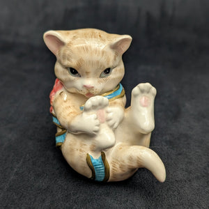 Fitz and Floyd "Kitten Kaboodle" Figurine (Playful Cat) 🐈🎀🌸