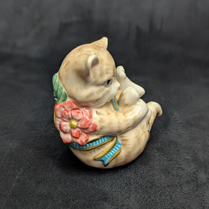 Fitz and Floyd "Kitten Kaboodle" Figurine (Playful Cat) 🐈🎀🌸