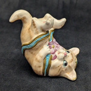 Fitz and Floyd "Kitten Kaboodle" Figurine (Belly Up Pose) 🐈‍⬛🎀💜