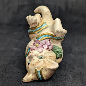 Fitz and Floyd "Kitten Kaboodle" Figurine (Belly Up Pose) 🐈‍⬛🎀💜