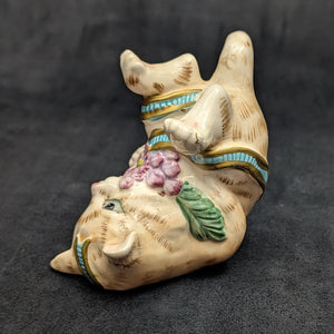 Fitz and Floyd "Kitten Kaboodle" Figurine (Belly Up Pose) 🐈‍⬛🎀💜