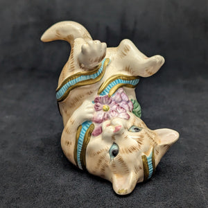 Fitz and Floyd "Kitten Kaboodle" Figurine (Belly Up Pose) 🐈‍⬛🎀💜