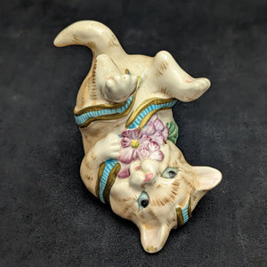 Fitz and Floyd "Kitten Kaboodle" Figurine (Belly Up Pose) 🐈‍⬛🎀💜