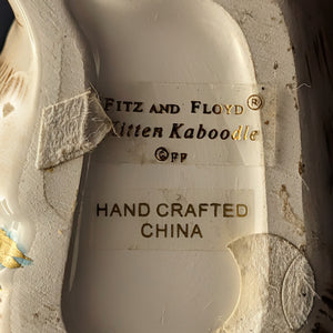 Fitz and Floyd "Kitten Kaboodle" Figurine (Belly Up Pose) 🐈‍⬛🎀💜