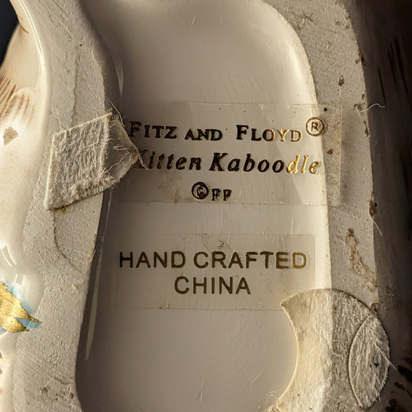 Fitz and Floyd "Kitten Kaboodle" Figurine (Belly Up Pose) 🐈‍⬛🎀💜