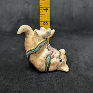 Fitz and Floyd "Kitten Kaboodle" Figurine (Belly Up Pose) 🐈‍⬛🎀💜