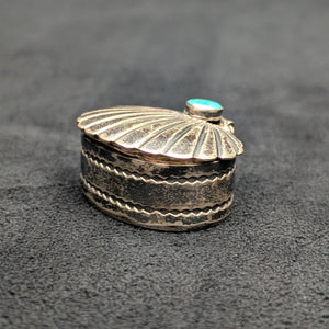 Vintage Southwestern Silver Pill Box/Snuff Box (Turquoise Cabochon) 🇺🇸💎🦪