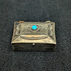 Vintage Navajo/Southwestern Silver Pill Box (Turquoise) 🇺🇸💎🗃️