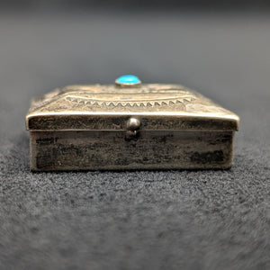 Vintage Navajo/Southwestern Silver Pill Box (Turquoise) 🇺🇸💎🗃️