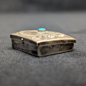Vintage Navajo/Southwestern Silver Pill Box (Turquoise) 🇺🇸💎🗃️