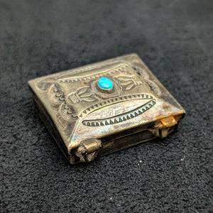 Vintage Navajo/Southwestern Silver Pill Box (Turquoise) 🇺🇸💎🗃️
