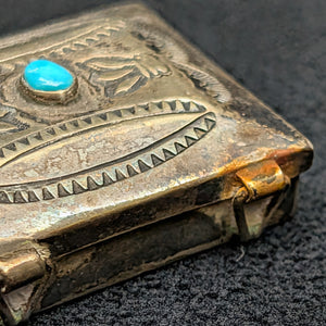 Vintage Navajo/Southwestern Silver Pill Box (Turquoise) 🇺🇸💎🗃️