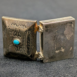 Vintage Navajo/Southwestern Silver Pill Box (Turquoise) 🇺🇸💎🗃️