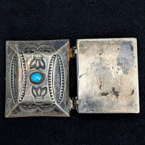 Vintage Navajo/Southwestern Silver Pill Box (Turquoise) 🇺🇸💎🗃️
