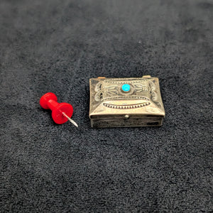 Vintage Navajo/Southwestern Silver Pill Box (Turquoise) 🇺🇸💎🗃️