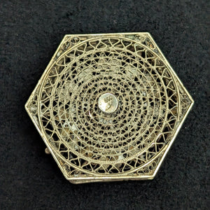 Antique Silver Filigree Hexagonal Pill Box (Lace Openwork, Stamped 800) 💍✨💎